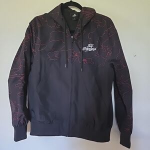 100 Thieves Foundations Geoprint WIndbreaker Jacket Red Black XS